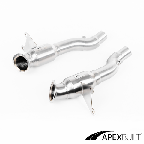 ApexBuilt® Ferrari 458 Italia, 458 Speciale, & 458 Spyder Resonated Race Downpipes (4.5L V8, 2010-2015)