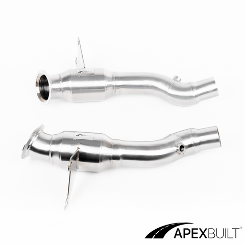 ApexBuilt® Ferrari 458 Italia, 458 Speciale, & 458 Spyder Resonated Race Downpipes (4.5L V8, 2010-2015)