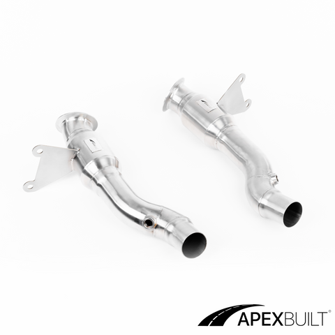 ApexBuilt® Ferrari 458 Italia, 458 Speciale, & 458 Spyder Resonated Race Downpipes (4.5L V8, 2010-2015)