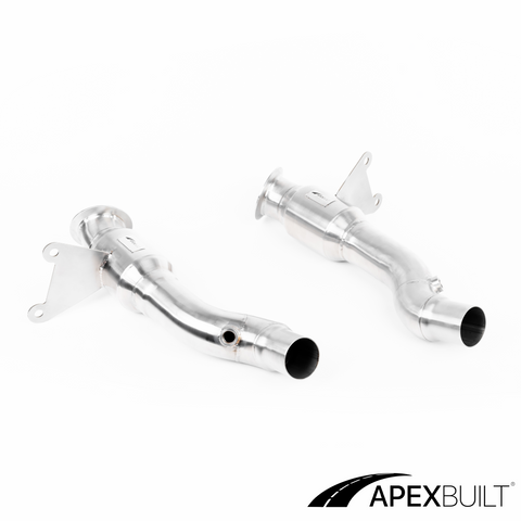 ApexBuilt® Ferrari 458 Italia, 458 Speciale, & 458 Spyder Resonated Race Downpipes (4.5L V8, 2010-2015)
