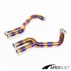 ApexBuilt® Porsche 718 Cayman GT4/GT4 RS (4.0L) Titanium Overaxle Link Pipes