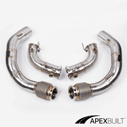 ApexBuilt® BMW F95 X5M & F96 X6M Primary + Secondary Catless Race Downpipes (2020+, S63TU) - ApexBuilt, Inc.